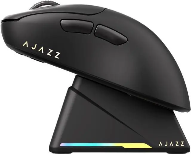 Alt view image 6 of 7 - AJ179PRO PAW3395 26000 DPI Gaming Mouse, 8000Hz Polling Rate, 58g Ultra-Light, Tri-Mode (2.4G/Wired/Bluetooth 5.2), Magnetic RGB Charging Dock, Ergonomic Right-Hand Design, Black