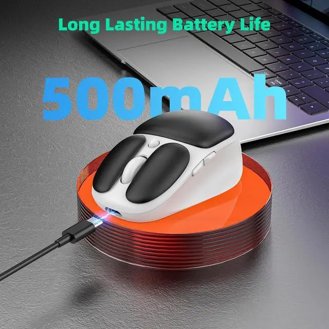 Alt view image 5 of 5 - TMICE W2 Wireless Bluetooth Mouse with Earphone Combo - Bluetooth 5.0, 5 Adjustable DPI, Long Battery Life Up to 60 Hours, Black