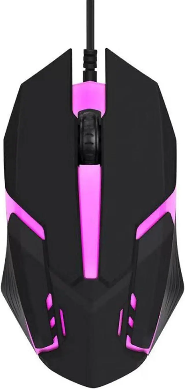 Main image of Black Wired Gaming Mouse with Pink LED Lights for Enhanced Gaming Experience