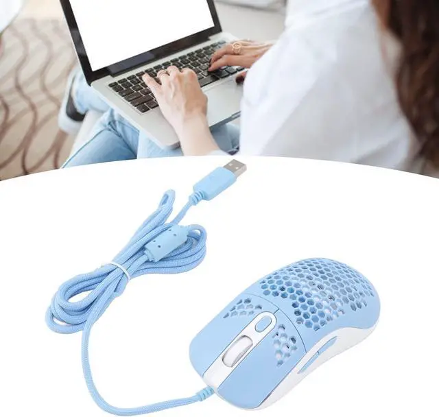 Alt view image 5 of 7 - Gaming Mouse Honeycomb Design Computer Mouse RGB Backlit 12000 6 Level Adjustable DPI Ergonomic Wired Mouse for Tablet Laptop PC /124 (Color : Blue)
