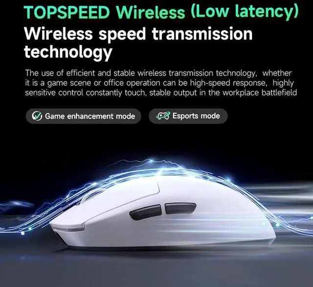 Alt view image 6 of 7 - Hyekit MCHOSE A7 Ultra Wireless Esports Gaming Mouse, Wireless/Wired Dual 8K Polling, 42,000 DPI, PAW3950 Optical Sensor, 59g Lightweight, 5 Programmable Buttons, 130 Hr Battery, for PC & Mac - White