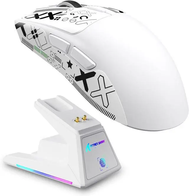 Main image of X1 Superlight Wireless Gaming Mouse with RGB Magnetic Charging Dock, BT/2.4G Wireless/Wired Gaming Mouse, PAW3395PRO Gaming Sensor, 40000DPI, Tape, 53g Office Mice for PC/Mac/Win/Xbox (White)