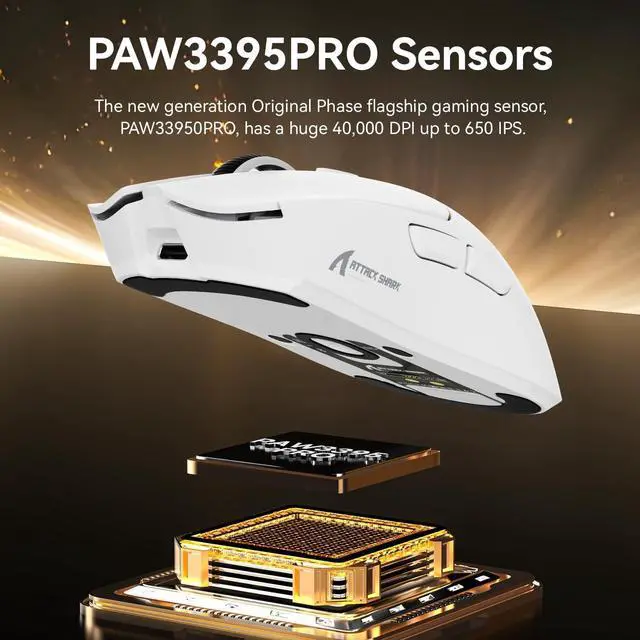 Alt view image 4 of 7 - X1 Superlight Wireless Gaming Mouse with RGB Magnetic Charging Dock, BT/2.4G Wireless/Wired Gaming Mouse, PAW3395PRO Gaming Sensor, 40000DPI, Tape, 53g Office Mice for PC/Mac/Win/Xbox (White)