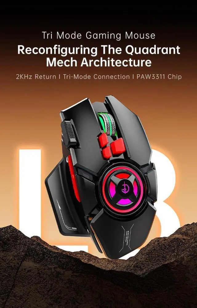 Alt view image 5 of 7 - holy sword L8 Gaming Mouse with 10 Programmable Keys, 24000 DPI, 2000Hz Polling Rate, Type-C Charging, RGB Lighting, Macro Keys (Blue)