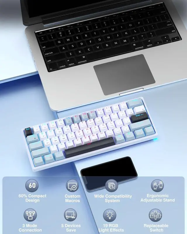 Alt view image 6 of 7 - SM66 White Silent Dual Mode 2.4GHz Wireless Mouse, Adjustable 4200 DPI,Rechargeable Computer Mouse Wireless Office Mouse for PC Mac Laptop, Desktop