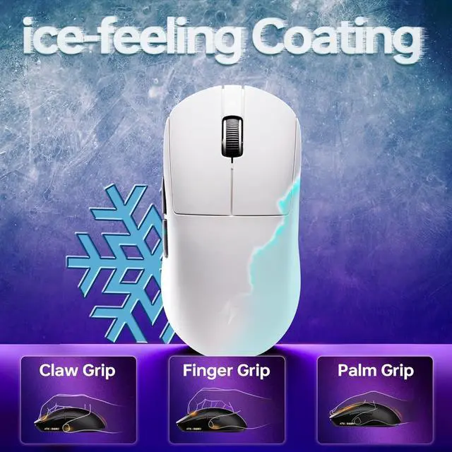 Alt view image 4 of 7 - ATK Dragonfly A9 Wireless Gaming Mouse, Lightweight Wireless Mouse, 30000 DPI, 8k Polling Rate, Tri-Mode 2.4G/USB-C/Bluetooth 5.3, Long Battery Life, Type-C Charging for PC/Mac (A9 Pro Max, White)