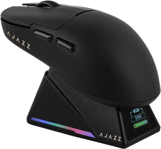 Main image of AJ159 APEX Wireless Mouse, Lightweight Gaming Mice, with Magnetic Charging Design and Display Screen, 42000 DPI, PAW3950 Sensor, BT/2.4G/Wired Connection, 400mAh Battery (Black)
