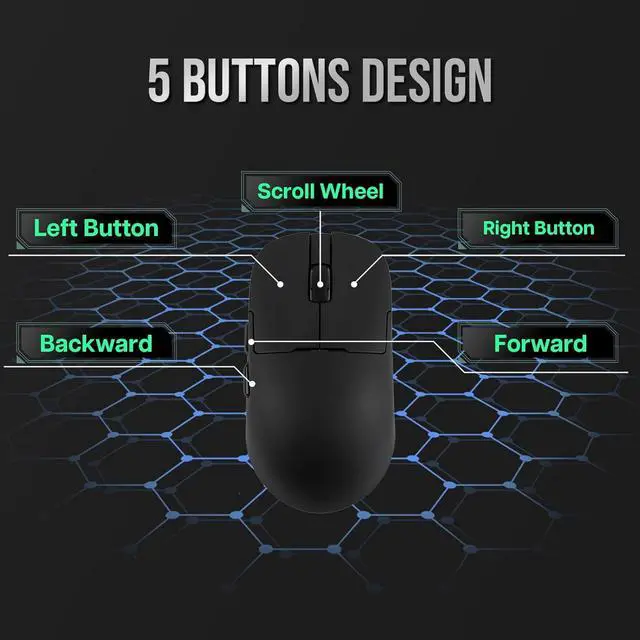 Alt view image 7 of 7 - AJ159 APEX Wireless Mouse, Lightweight Gaming Mice, with Magnetic Charging Design and Display Screen, 42000 DPI, PAW3950 Sensor, BT/2.4G/Wired Connection, 400mAh Battery (Black)