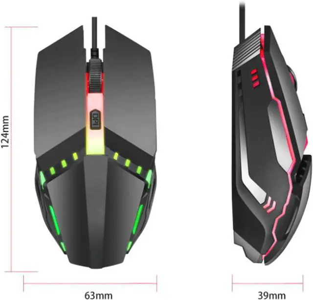 Alt view image 2 of 7 - Computer Mouse Gaming Mouse, 1600 DPI Wired Optical Mouse with 4 Buttons RGB Lighting Tilt Wheel Classic Black Wireless mice