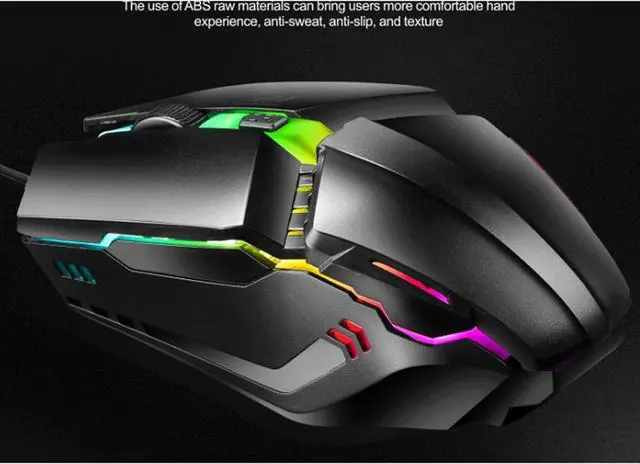 Alt view image 4 of 7 - Computer Mouse Gaming Mouse, 1600 DPI Wired Optical Mouse with 4 Buttons RGB Lighting Tilt Wheel Classic Black Wireless mice