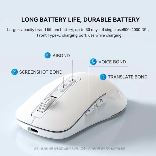 Alt view image 4 of 7 - M4 Wireless Smart Ai Mouse For Pc Laptops,One-Touch Voice Input, Ai Assistant, Meeting Recording, Screenshot Translation, And Multi-Language Compatibility, Is A High-Performance Office Device.