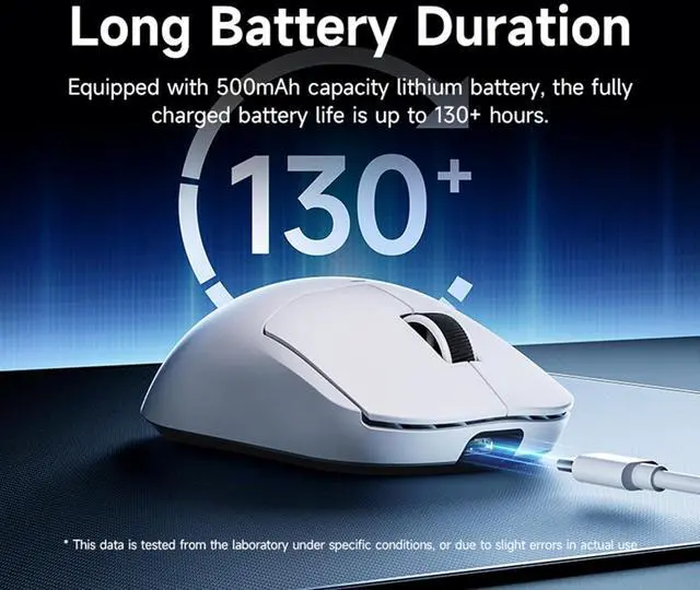 Alt view image 4 of 7 - Hyekit MCHOSE A5 V2 Ultra Wireless Esports Gaming Mouse, Wired 8K/Wireless 4K Polling, 26,000 DPI, PAW3395 Optical Sensor, 54g Lightweight, 5 Programmable Buttons, 130 Hr Battery, for PC & Mac, White