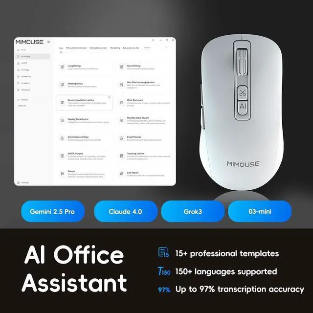 Alt view image 2 of 7 - M4 Wireless Smart Ai Mouse For Pc Laptops,One-Touch Voice Input, Ai Assistant, Meeting Recording, Screenshot Translation, And Multi-Language Compatibility, Is A High-Performance Office Device.