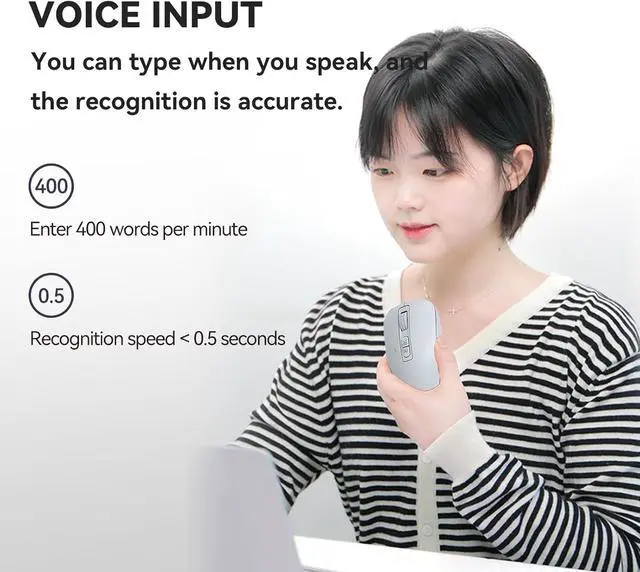 Alt view image 3 of 7 - M4 Wireless Smart Ai Mouse For Pc Laptops,One-Touch Voice Input, Ai Assistant, Meeting Recording, Screenshot Translation, And Multi-Language Compatibility, Is A High-Performance Office Device.