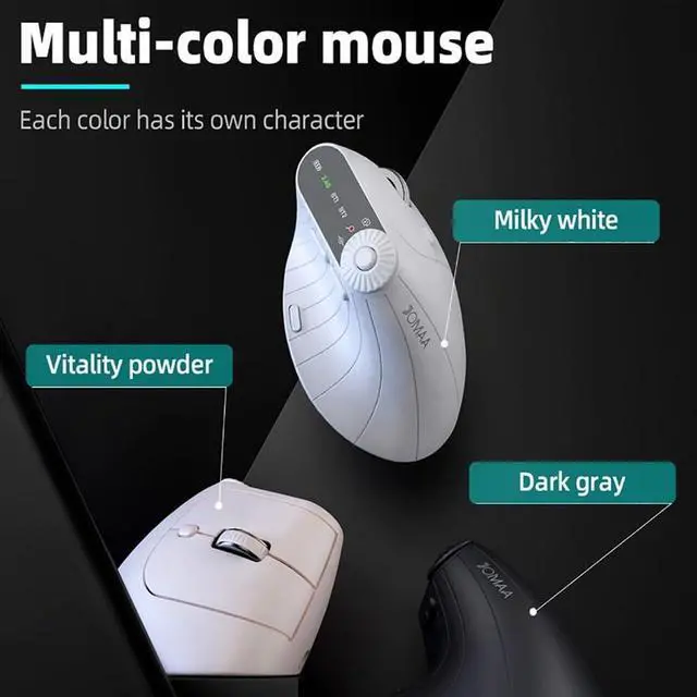 Alt view image 6 of 7 - FONI Ergonomic Triple-Connect Wireless Mouse, Bluetooth Rechargeable Wireless Vertical Mouse, with 4 Adjustable Dpi and USB-C Receiver, for Computer/Pc/Laptop, with Multi-Function Knob(Beige)