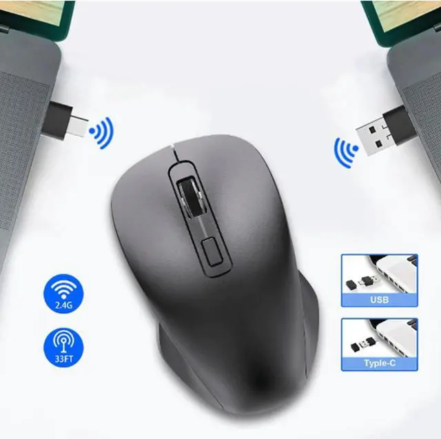 Alt view image 3 of 6 - Computer Mouse Wireless Mouse with 2.4G USB Receiver 1600 DPI Portable Computer Mouse for Laptops PC Classic Black Wireless mice
