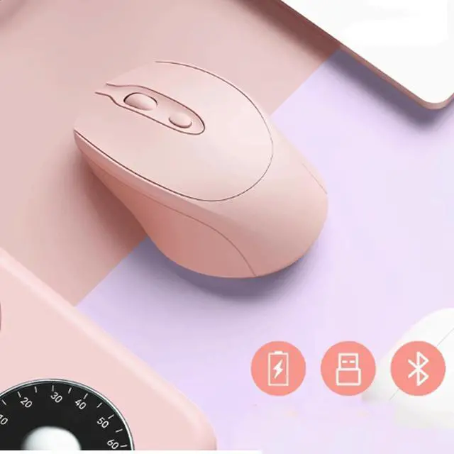 Alt view image 2 of 5 - Computer Mouse Wireless Mouse 2.4G Dual-Mode Silent Rechargeable Computer Mouse with USB Receiver Portable Cordless Mice for Laptop, PC (Green) Wireless mice