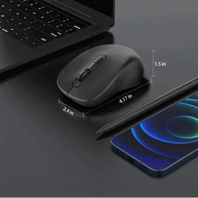 Alt view image 5 of 6 - Computer Mouse Wireless Mouse with 2.4G USB Receiver 1600 DPI Portable Computer Mouse for Laptops PC Classic Black Wireless mice