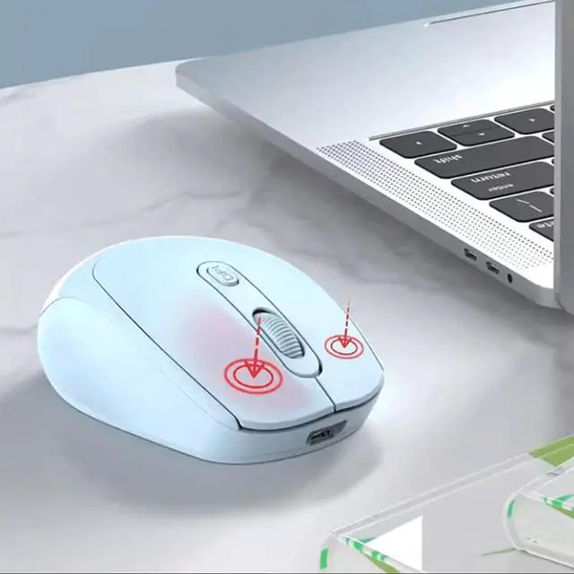 Alt view image 3 of 5 - Computer Mouse Wireless Mouse 2.4G Dual-Mode Silent Rechargeable Computer Mouse with USB Receiver Portable Cordless Mice for Laptop, PC (Green) Wireless mice