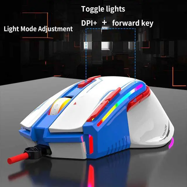Alt view image 4 of 7 - JUSHZ Computer Mouse for Laptop USB Gaming Ergonomic Mice Pointing Device Lightweight Portable Touch Scroll Optical Mouse RGB Light (12.7x8.3x4.4cm,Black)
