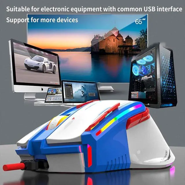 Alt view image 6 of 7 - JUSHZ Computer Mouse for Laptop USB Gaming Ergonomic Mice Pointing Device Lightweight Portable Touch Scroll Optical Mouse RGB Light (12.7x8.3x4.4cm,Black)