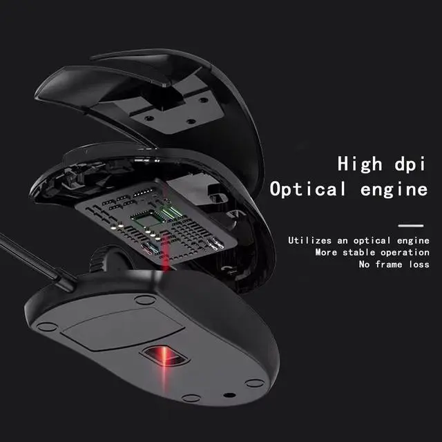 Alt view image 5 of 7 - Highly Sensitive Wired Mouse, Laptop Desktop Laptop Home and Office Mouse, Fitting Hand Design Mouse, Premium Material USB Wired Optical Mouse(Black)