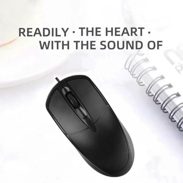 Alt view image 3 of 7 - Highly Sensitive Wired Mouse, Laptop Desktop Laptop Home and Office Mouse, Fitting Hand Design Mouse, Premium Material USB Wired Optical Mouse(Black)