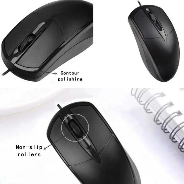 Alt view image 4 of 7 - Highly Sensitive Wired Mouse, Laptop Desktop Laptop Home and Office Mouse, Fitting Hand Design Mouse, Premium Material USB Wired Optical Mouse(Black)