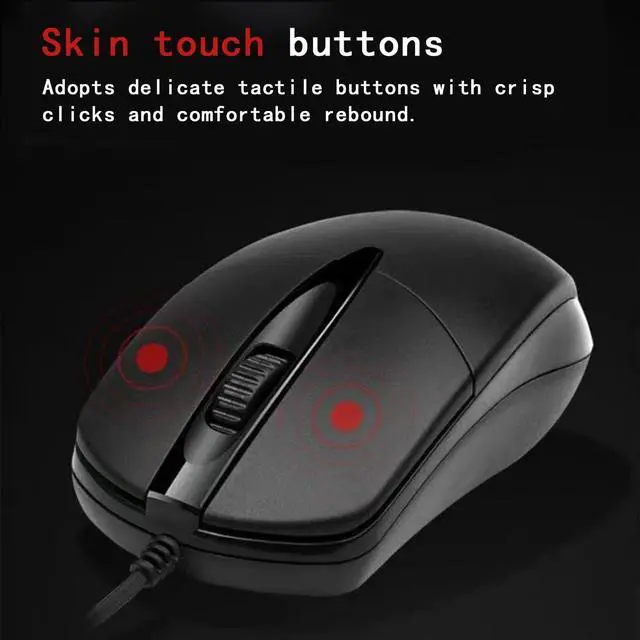 Alt view image 6 of 7 - Highly Sensitive Wired Mouse, Laptop Desktop Laptop Home and Office Mouse, Fitting Hand Design Mouse, Premium Material USB Wired Optical Mouse(Black)