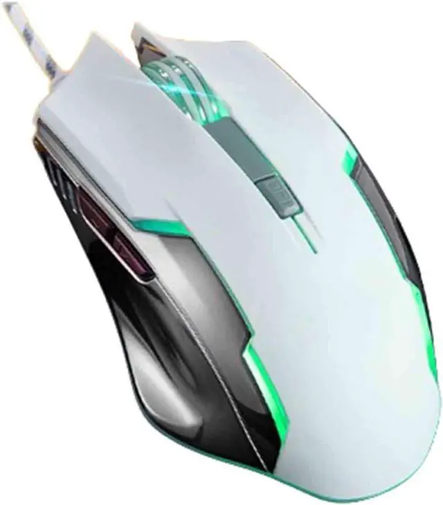 Main image of JUSHZ Computer Mouse for Laptop USB Gaming Ergonomic Optical Wired Mice 4 Way Scrolling Lightweight Programmable Buttons Touch Scroll Macro 800DPI 1200DPI 1600DPI 2400DPI (White)