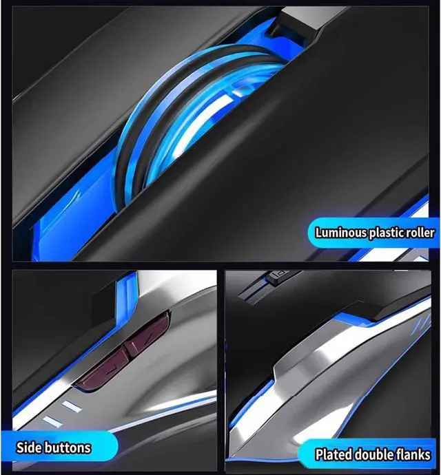 Alt view image 4 of 7 - JUSHZ Computer Mouse for Laptop USB Gaming Ergonomic Optical Wired Mice 4 Way Scrolling Lightweight Programmable Buttons Touch Scroll Macro 800DPI 1200DPI 1600DPI 2400DPI (White)
