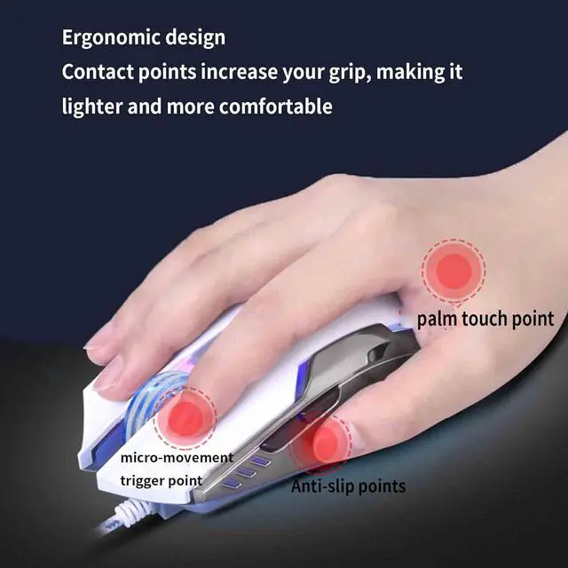 Alt view image 2 of 7 - JUSHZ Computer Mouse for Laptop USB Gaming Ergonomic Optical Wired Mice 4 Way Scrolling Lightweight Programmable Buttons Touch Scroll Macro 800DPI 1200DPI 1600DPI 2400DPI (White)