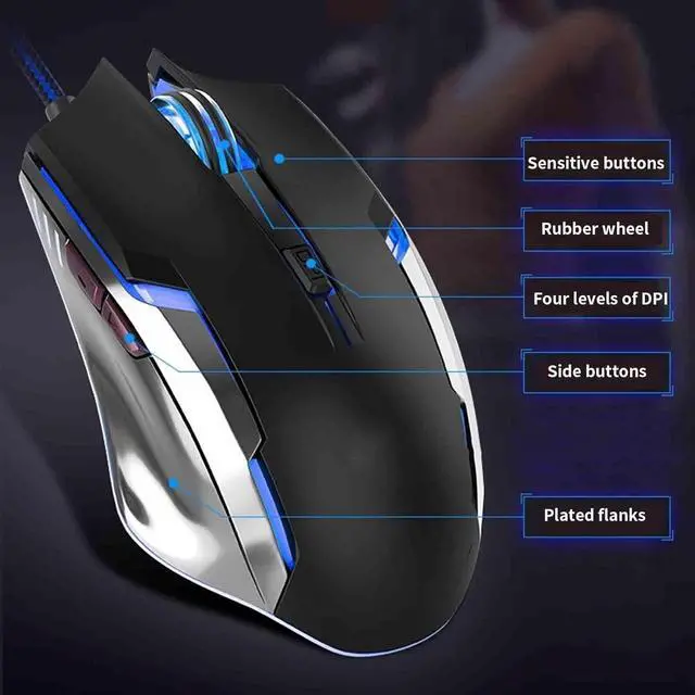 Alt view image 7 of 7 - JUSHZ Computer Mouse for Laptop USB Gaming Ergonomic Optical Wired Mice 4 Way Scrolling Lightweight Programmable Buttons Touch Scroll Macro 800DPI 1200DPI 1600DPI 2400DPI (White)