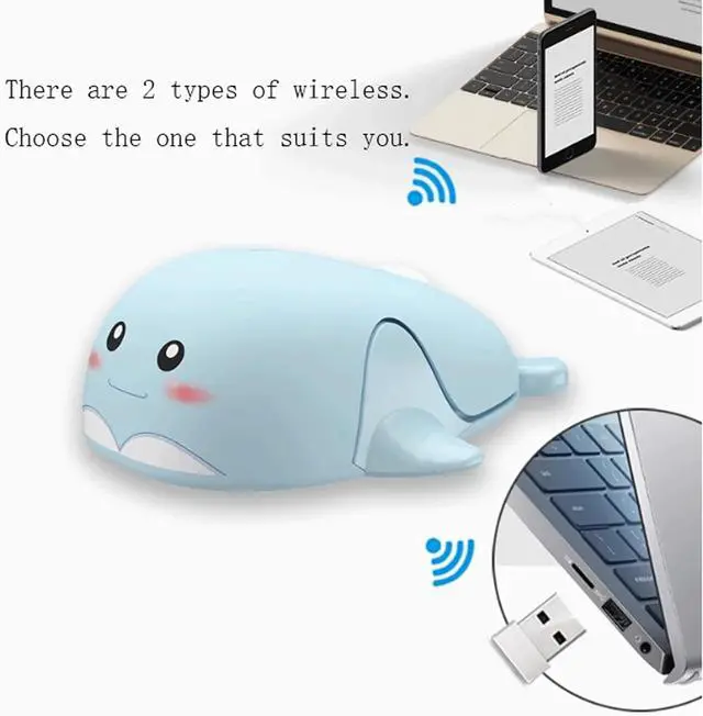 Alt view image 7 of 7 - Cute Wireless Mouse with 2.4GHz USB Receiver Dual Mode Computer Mouse Silent Clicks for Laptops PC Office Students Home