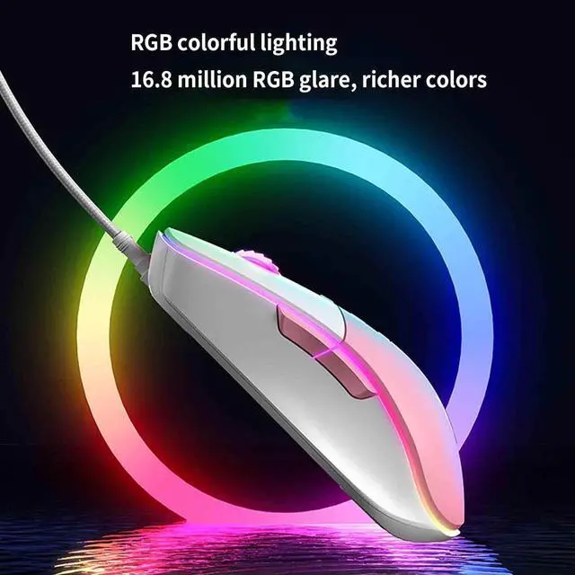 Alt view image 6 of 7 - Computer Mouse for Laptop Wired Usb Optical Mouse Gaming Ergonomic Mice Lightweight Portable RGB Illuminated Comfortable Durable 1200DPI 1600DPI 2400DPI 3200DPI 4800DPI 7000DPI (127x75x42mm,Pink)