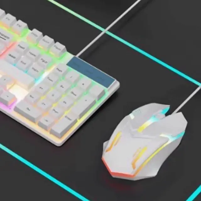 Alt view image 3 of 6 - Computer Mouse Gaming Mouse Wired Optical Mouse 7-Color Cool Lights Ergonomic Mouse Optical Sensor Office Game cf Dedicated Black/White Wireless mice