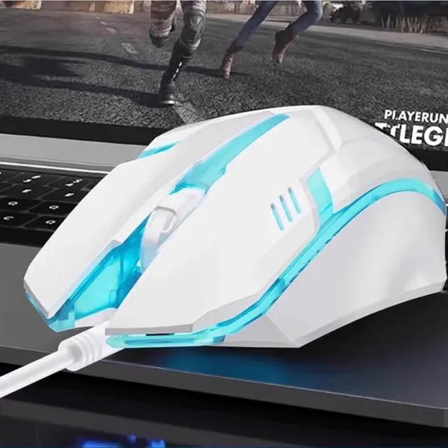 Alt view image 2 of 6 - Computer Mouse Gaming Mouse Wired Optical Mouse 7-Color Cool Lights Ergonomic Mouse Optical Sensor Office Game cf Dedicated Black/White Wireless mice