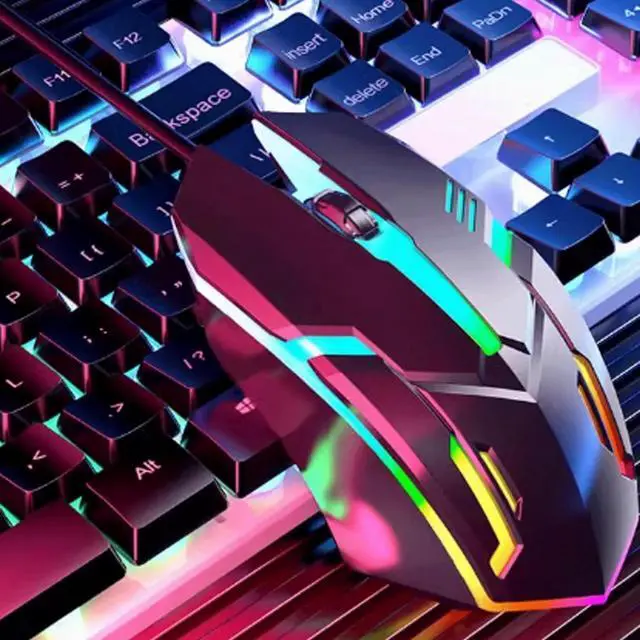 Alt view image 5 of 6 - Computer Mouse Gaming Mouse Wired Optical Mouse 7-Color Cool Lights Ergonomic Mouse Optical Sensor Office Game cf Dedicated Black/White Wireless mice