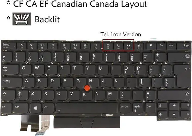 Alt view image 6 of 7 - Laptop Computer Replacement Keyboard for Lenovo ThinkPad T14s Gen 1, T490s T495s, 20T0 20T1 20UH 20UJ 20QJ 20QK 20NX 20NY Backlit (CA CF Canadian Layout)
