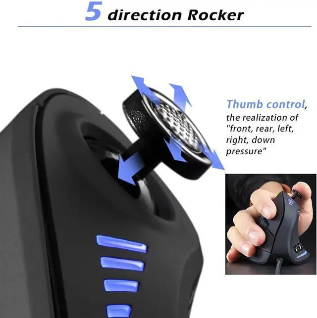 Alt view image 5 of 7 - Vertical Gaming Mouse Vertical Ergonomic Mouse with Joystick Control Adjustable 10000DPI for Gamers/PC/Laptop/Desktop