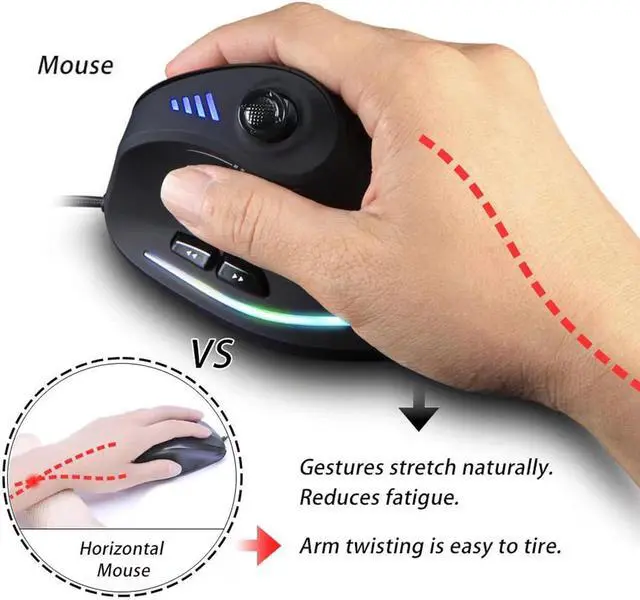 Alt view image 6 of 7 - Vertical Gaming Mouse Vertical Ergonomic Mouse with Joystick Control Adjustable 10000DPI for Gamers/PC/Laptop/Desktop