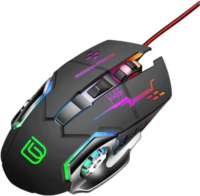 Alt view image 3 of 5 - Gaming Mouse, Wired Optical Mouse 3600 DPI Wheel-Shaped Mechanical Luminous Mouse for Laptops PC Classic Black