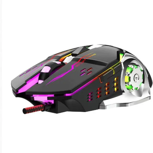 Alt view image 4 of 5 - Gaming Mouse, Wired Optical Mouse 3600 DPI Wheel-Shaped Mechanical Luminous Mouse for Laptops PC Classic Black