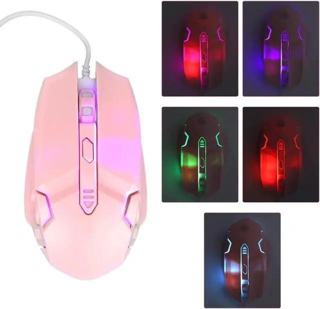 Alt view image 3 of 7 - Gaming Mouse Wired USB Computer Mouse RGB Wired Gaming Mouse Computer Mouse Wired 4 Adjustable dpi Up to 3200 Ergonomic Mouse 6 Keys Pink/195