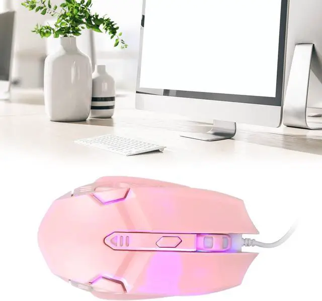 Alt view image 6 of 7 - Gaming Mouse Wired USB Computer Mouse RGB Wired Gaming Mouse Computer Mouse Wired 4 Adjustable dpi Up to 3200 Ergonomic Mouse 6 Keys Pink/195