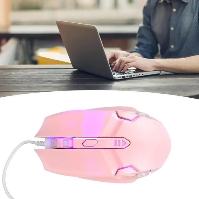 Alt view image 5 of 7 - Gaming Mouse Wired USB Computer Mouse RGB Wired Gaming Mouse Computer Mouse Wired 4 Adjustable dpi Up to 3200 Ergonomic Mouse 6 Keys Pink/195