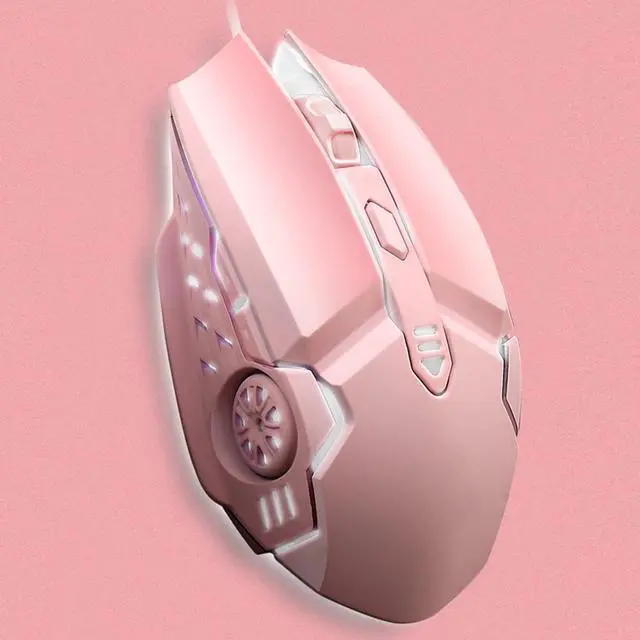 Alt view image 4 of 7 - Gaming Mouse Wired USB Computer Mouse RGB Wired Gaming Mouse Computer Mouse Wired 4 Adjustable dpi Up to 3200 Ergonomic Mouse 6 Keys Pink/195