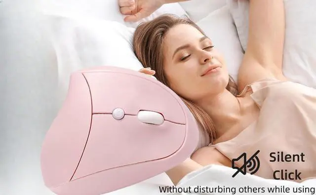 Alt view image 7 of 7 - Wireless Mouse Ergonomic Vertical Mice for Large Hands Rechargeable Big Quiet Silent Ergo Blue LED Light 3600DPI Carpal Tunnel Comfortable Cordless Mice,Pink Ergonomic Vertical Silent Mouse Gift