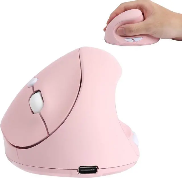 Alt view image 6 of 7 - Wireless Mouse Ergonomic Vertical Mice for Large Hands Rechargeable Big Quiet Silent Ergo Blue LED Light 3600DPI Carpal Tunnel Comfortable Cordless Mice,Pink Ergonomic Vertical Silent Mouse Gift