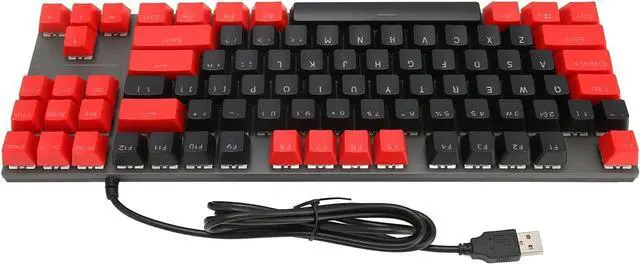 Alt view image 5 of 7 - Mechanical Keyboard 87 Keys with Blue Switch, RGB Backlit, Ergonomic Design, Wired Connection for Laptop Desktop PC, Quick Response, Feature (Wired Black Red)
